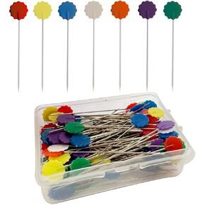 200Pcs Flat Head Sewing pins, Straight Pins with Flower Colored Heads, 2.16inch Quilting Pin for Sewing Supplies,Dressmaker, Craft, Fabric, DIY, Sewing Projects and Jewelry Decoration