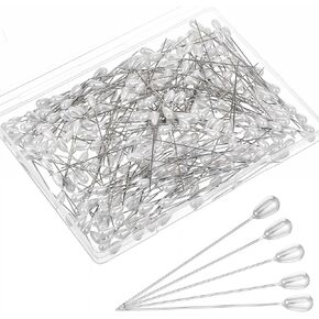 300 Pcs Corsage Boutonniere Teardrop Pearl Pins White Pearl Boutineer Straight Bouquet Sewing Pins for Wedding Decorations Jewelry Quilting Flower DIY Crafts