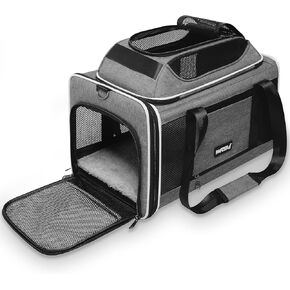 Cat Carrier Top-Expandable 18x11x11, United Delta American Airline Approved Dog Carrier, Soft Pet Carry-On Bag Underseat in Cabin, Puppy Air Travel Crate Kitten TSA Plane Carrying Case Blue