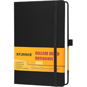 Lined Journal Notebooks for Work, 160 Pages, Medium 5.7 inches x 8 inches - 100 GSM Thick Paper, Hardcover Journals(1, Black)