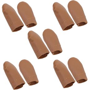 5 Pairs Leather Finger Protector, Needle Felting Knitting Finger Protector Embroidery Crochet Finger Needlework Handmaking Sewing Thimbles Pads for Hand Craft Hand Sewing
