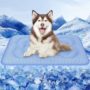 Rywell Dog Cooling Mat, 44*32 Super Thick & Comfortable Cooling Mat for Large Dog with Arc-Chill 3.0 & PCM Tech(Q-Max>0.5), Endothermic Color Changing&Dual Sided for All-Year Use, Portable for Pet Bed