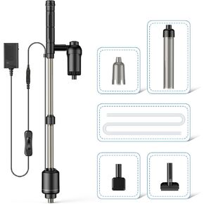 AKKEE Aquarium Vacuum Gravel Cleaner, 6 in 1 Multifunctional 18W Fish Tank Gravel Cleaner Vacuum for Water Changer Wash Sand Water Filter Circulation Aquarium Vacuum Cleaner Waterproof IP68(Black)