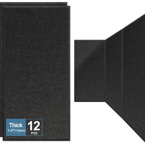 12 Pack Thickened Acoustic Panels,15.75" X 31.5" X 0.47" Soundproof Wall Panels, High Density Beveled Edge Sound Absorbing Panels, Sound Dampening Panels for Bedroom Studio (White)