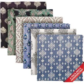 AVKA Studio Men's Handkerchiefs – 100% Cotton, 16x16 Soft Handcrafted Hankies for Men – Sweat Absorbing, Machine Washable, Thin & Lightweight - Pack of 6