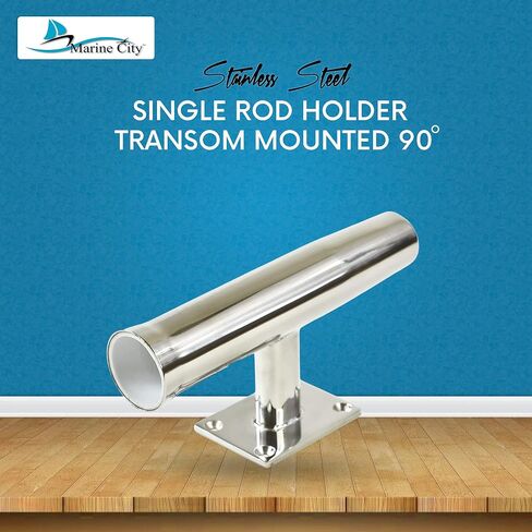 MARINE CITY Stainless Steel Heavy Duty Strong Tournament Style Single Rod Holder Transom Mounted 20 Degree for Marines – Boats – Ships – Yachts (Pack of 1) in Saudi Arabia