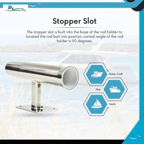 MARINE CITY Stainless Steel Heavy Duty Strong Tournament Style Single Rod Holder Transom Mounted 20 Degree for Marines – Boats – Ships – Yachts (Pack of 1) in Saudi Arabia
