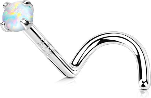 OUFER 925 Sterling Silver Nose Rings Studs, 20G Nose Nostril Piercing Jewelry, 2mm Round Blue Opal Tiny Silver Nose Rings For Women Men-7mm in Saudi Arabia