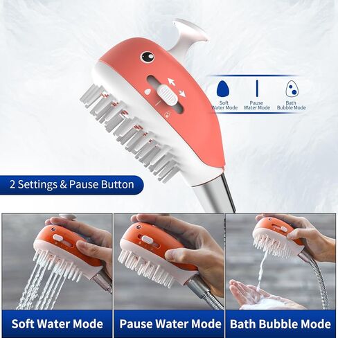 Pet Shower Attachment for Convenient Dog Bath,3-mode Handheld Dog Shower Head Indoor and Outdoor Sprayer and Scrubber Tool with 3-way Diverter,Pet Brush and Adhesive Holder (Blue) in Saudi Arabia