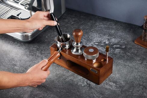 wdt tool espresso called distribution tool or espresso stirrer Stainless Steel Base counterweight and Natural Wood Handle it have 8 espresso needle coffee stirrers can break up clumps in Saudi Arabia