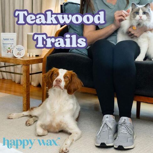 Happy Wax Teakwood Trails Wax Melts for Pet Owners – Odor Eliminating, Calming, Pet-Safe, Non-Toxic, Dye-Free, Perfect for Use with Wax Warmers - 4 oz Pouch in Saudi Arabia