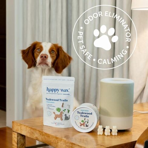 Happy Wax Teakwood Trails Wax Melts for Pet Owners – Odor Eliminating, Calming, Pet-Safe, Non-Toxic, Dye-Free, Perfect for Use with Wax Warmers - 4 oz Pouch in Saudi Arabia