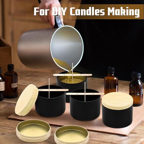 Candle Tins, 24-Pack 8oz + 12oz Candle Jars for Making Candles Bulk Empty Candle Containers, Candle Tins with Lids for Candle Making Jars, Candles Vessels - Black in Saudi Arabia