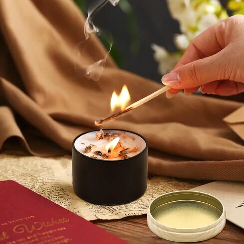Candle Tins, 24-Pack 8oz + 12oz Candle Jars for Making Candles Bulk Empty Candle Containers, Candle Tins with Lids for Candle Making Jars, Candles Vessels - Black in Saudi Arabia
