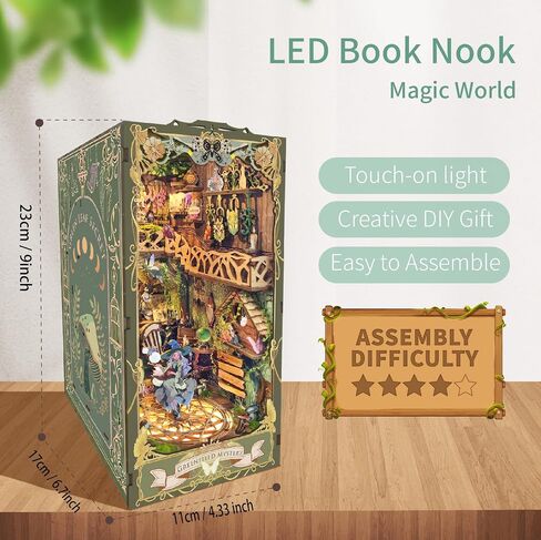 Strucwood Book Nook Kit with LED Light - 3D Wooden Puzzles Book Nook for Book Shelf Decor - DIY Dollhouse Kit - Book Nook Decor with Dust Cover - Magic Book Nook - The Lord The Ring(SQ-05) in Saudi Arabia