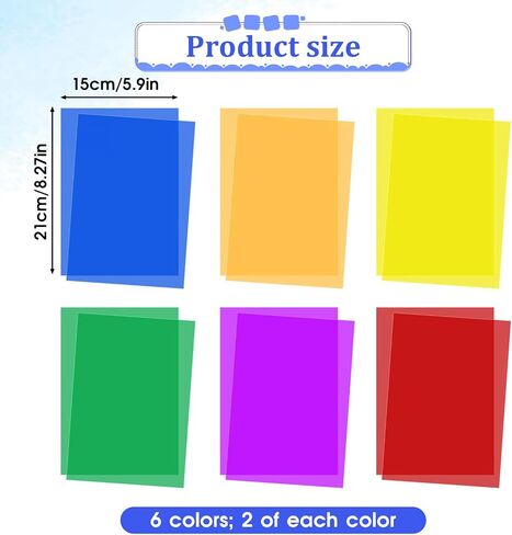 Colored Overlays for Dyslexia, 24 Pcs Dyslexia Reading Sheets Dyslexia Reading Strips Dyslexia Tools A6 Size Colored Transparency Sheets for Kids Dyslexia Irlens ADHD and Visual Stress in Kuwait