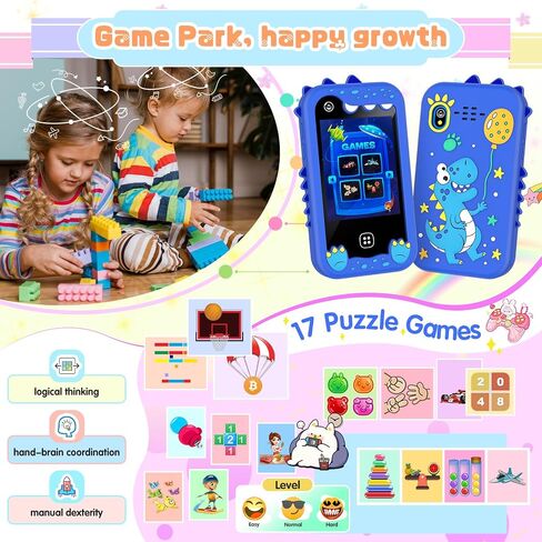 Kids Smart Phone for Girls Boys – Kids Cell Phone Toys Ages 3-10 with Touchscreen, Dual Camera, Music Player, 17 Games Toddler Learning Phone Birthday Gift for 3 4 5 6 7 8 Years Old, 8GB Card, Purple in Saudi Arabia
