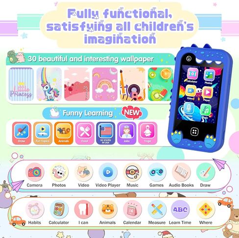 Kids Smart Phone for Girls Boys – Kids Cell Phone Toys Ages 3-10 with Touchscreen, Dual Camera, Music Player, 17 Games Toddler Learning Phone Birthday Gift for 3 4 5 6 7 8 Years Old, 8GB Card, Purple in Saudi Arabia