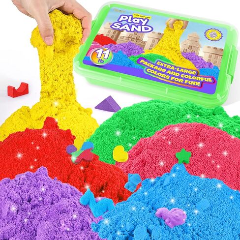 Play Sand for Kids, 11lbs of 6 Colored Sands, Magic Sand Bulk, Play Sand for Sandbox Sensory Sand Kit for Boys and Girls (Blue Tray) in Saudi Arabia