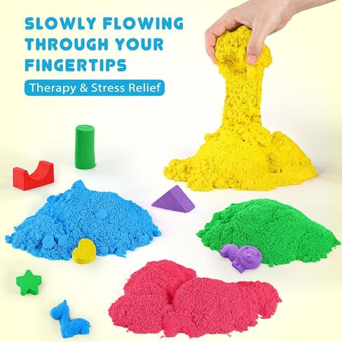 Play Sand for Kids, 11lbs of 6 Colored Sands, Magic Sand Bulk, Play Sand for Sandbox Sensory Sand Kit for Boys and Girls (Blue Tray) in Saudi Arabia