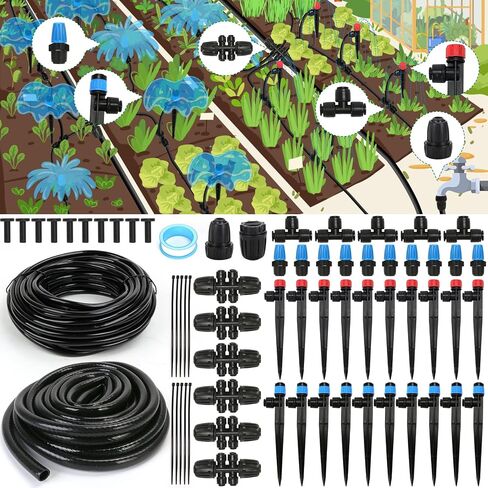 Drip Irrigation Kit, Garden Irrigation System 1/4" Blank Distribution Tubing Watering Drip Kit/DIY Saving Water Automatic Watering System for Garden, Greenhouse, Flower Bed, Patio, Lawn in Saudi Arabia