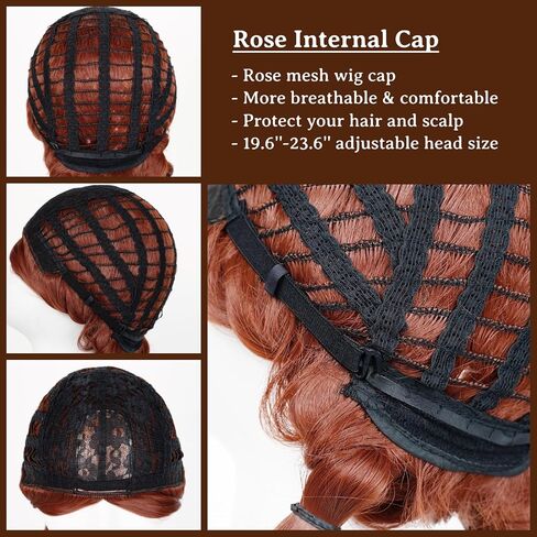 Kids Princess Wig Long Red Braid Wig + Crown Headband + Necklace + Wig Cap for Girls Toddler, Pre-styled Wigs Synthetic Fiber Hair for Halloween Party in Kuwait