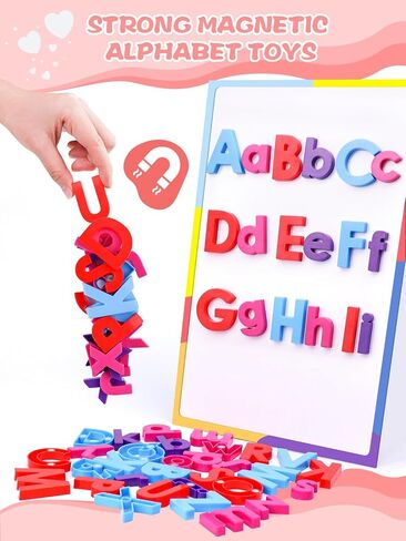 Magnetic Letters and Numbers Toy Set: Strong Magnetic 78 PCS Colorful Alphabet Magnets for Toddlers - Educational ABC 123 Fridge Magnets Construction Toys Incorporating Magnets in Saudi Arabia
