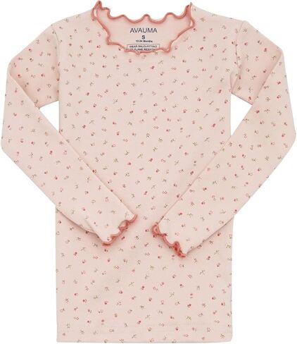 AVAUMA Baby Boy Girl Pajama Set 6M-7T Kids Cute Toddler Snug fit Flower Pattern Design Pjs Cotton Sleepwear Ruffled Shirring in Saudi Arabia