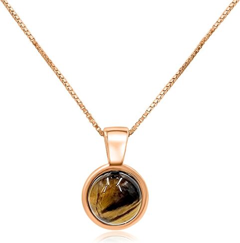 Real 8mm carnelian Bezel Pendant Chain Necklace Birthstone Rose Gold Over 925 Sterling Silver Gift for Her, by Uniquelan Jewelry (carnelian) in Kuwait