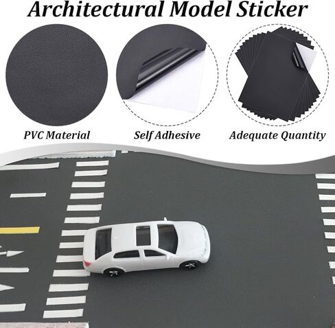 OLYCRAFT 10 أوراق طراز Train Road Stick Paper 12.2x8.2 Inch Black Diorama Miniature Asphalt Road Sticker Black PVC Self Reshesive Stickers for Models Expressural Decor in Kuwait