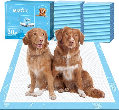 MIZOK 36x36in Dog Pee Pads Jumbo Disposable Dog Training Pads Super Absorbent Up to 11 Cups Marine Scented Odor-Control Dog Pads with Jellyfish Pattern, Quick Dry & Leak-Proof (30 Counts) in Saudi Arabia