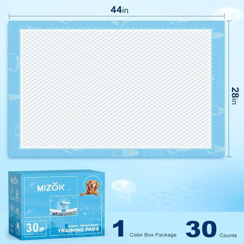 MIZOK 36x36in Dog Pee Pads Jumbo Disposable Dog Training Pads Super Absorbent Up to 11 Cups Marine Scented Odor-Control Dog Pads with Jellyfish Pattern, Quick Dry & Leak-Proof (30 Counts) in Saudi Arabia