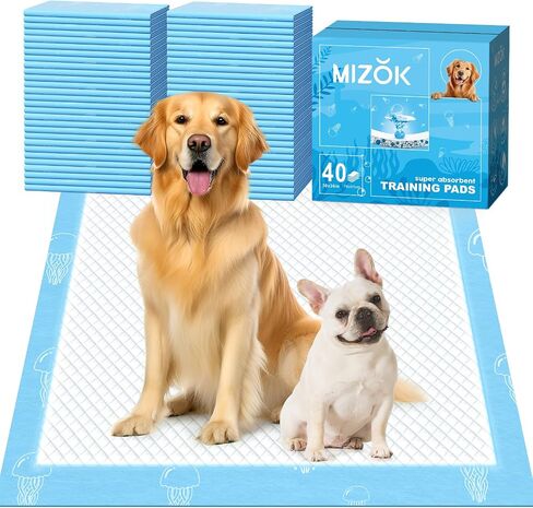 MIZOK 36x36in Dog Pee Pads Jumbo Disposable Dog Training Pads Super Absorbent Up to 11 Cups Marine Scented Odor-Control Dog Pads with Jellyfish Pattern, Quick Dry & Leak-Proof (30 Counts) in Saudi Arabia