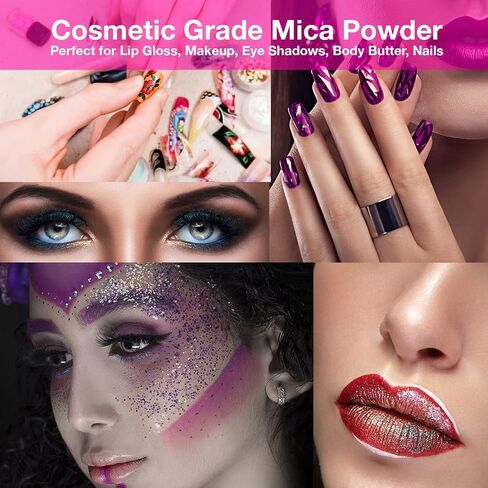 BALTIC DAY Mica Powder for Epoxy Resin – 24 Ultra-Vibrant Colors in Large 10g Jars (240g Total) – High-Pigment Cosmetic-Grade Pearlescent Powder for Soap, Slime, Candle Dye & Crafts in Saudi Arabia