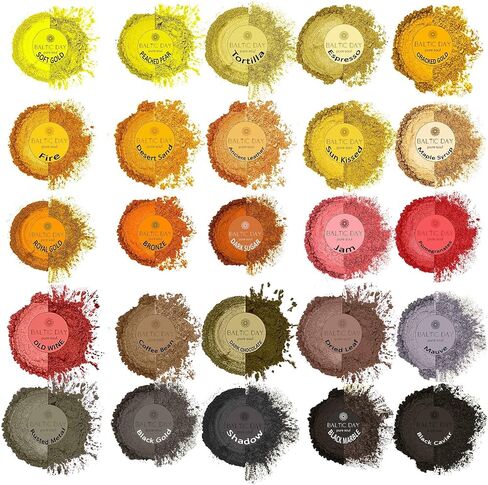 BALTIC DAY Mica Powder for Epoxy Resin – 24 Ultra-Vibrant Colors in Large 10g Jars (240g Total) – High-Pigment Cosmetic-Grade Pearlescent Powder for Soap, Slime, Candle Dye & Crafts in Saudi Arabia