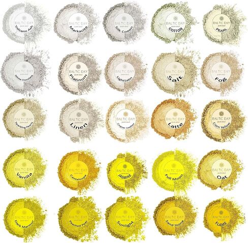 BALTIC DAY Mica Powder for Epoxy Resin – 24 Ultra-Vibrant Colors in Large 10g Jars (240g Total) – High-Pigment Cosmetic-Grade Pearlescent Powder for Soap, Slime, Candle Dye & Crafts in Saudi Arabia