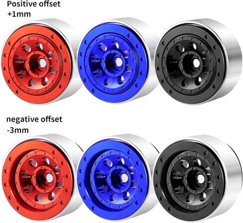 RCHUBAM 1.0 Beadlock Wheels 4Pcs Adjustable Offset Aluminum 1.1" Wheel Rims -3mm & +1mm for 1/18 TRX4M 1/24 SCX24 RC Crawler Car (Red) in Saudi Arabia