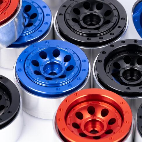 RCHUBAM 1.0 Beadlock Wheels 4Pcs Adjustable Offset Aluminum 1.1" Wheel Rims -3mm & +1mm for 1/18 TRX4M 1/24 SCX24 RC Crawler Car (Red) in Saudi Arabia
