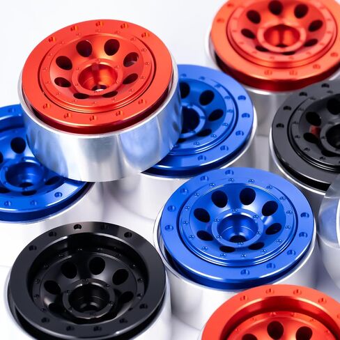 RCHUBAM 1.0 Beadlock Wheels 4Pcs Adjustable Offset Aluminum 1.1" Wheel Rims -3mm & +1mm for 1/18 TRX4M 1/24 SCX24 RC Crawler Car (Red) in Saudi Arabia