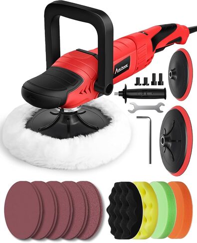 AVID POWER Car Buffer Polisher, 1200W 7 Inch/6 Inch Rotary Buffer Waxer, 6 Variable Speed 1600-3500 RPM, Detachable Handle & Side Handle for Car Detailing, Boat Sanding, Polishing and Waxing in Saudi Arabia