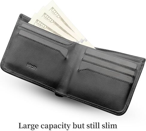 Full Grain Leather Wallet for Men (Black) | RFID Blocking | Bifold | Coin Pocket | Ultra Slim | Gift for Him in Kuwait