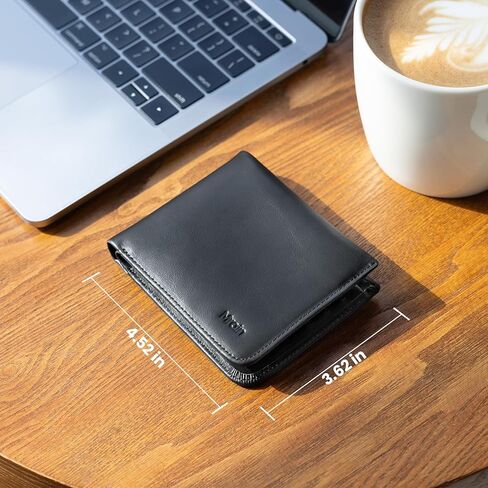 Full Grain Leather Wallet for Men (Black) | RFID Blocking | Bifold | Coin Pocket | Ultra Slim | Gift for Him in Kuwait