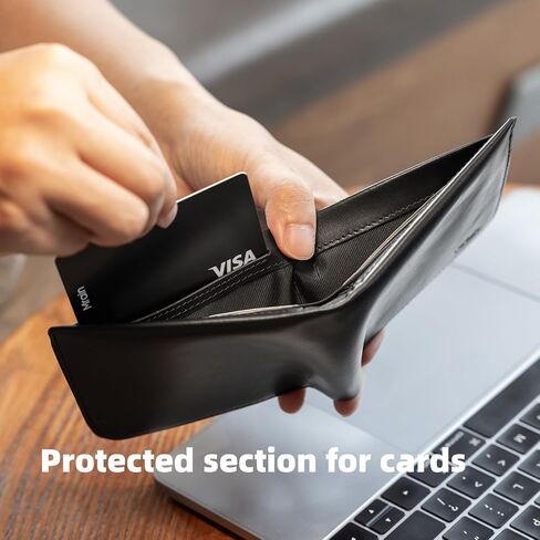 Full Grain Leather Wallet for Men (Black) | RFID Blocking | Bifold | Coin Pocket | Ultra Slim | Gift for Him in Kuwait