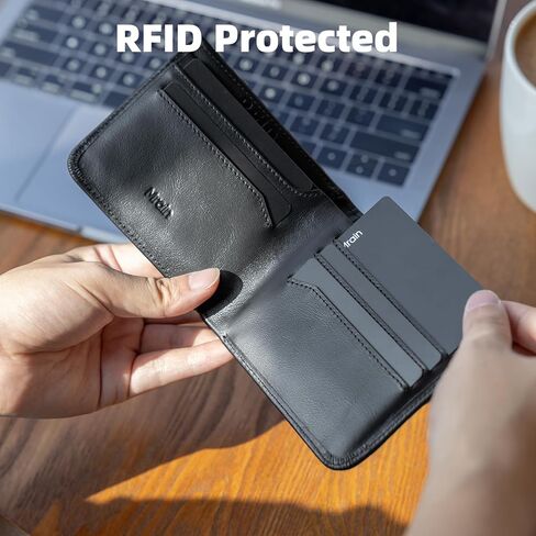 Full Grain Leather Wallet for Men (Black) | RFID Blocking | Bifold | Coin Pocket | Ultra Slim | Gift for Him in Kuwait