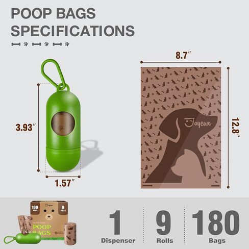 Joyeux 240 Count Ocean Scent Dog Poop Bags Rolls,with Dispenser,Leak-Proof Large Doggie Poop Bags,Extra Thick Poop Bag for Dogs,Cats Litter Bags,Blue Trash Bags for Doggy Pets Bolsa de Popo de Perro in Saudi Arabia