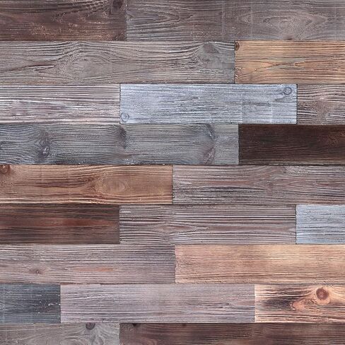 Peel & Stick Real Wood Planks, Rustic Reclaimed Barn Wood Paneling, Brown Gray Combinations, 10.5 sq. ft in Kuwait