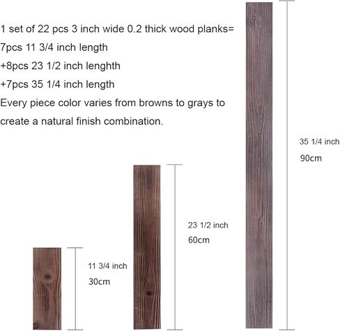 Peel & Stick Real Wood Planks, Rustic Reclaimed Barn Wood Paneling, Brown Gray Combinations, 10.5 sq. ft in Kuwait