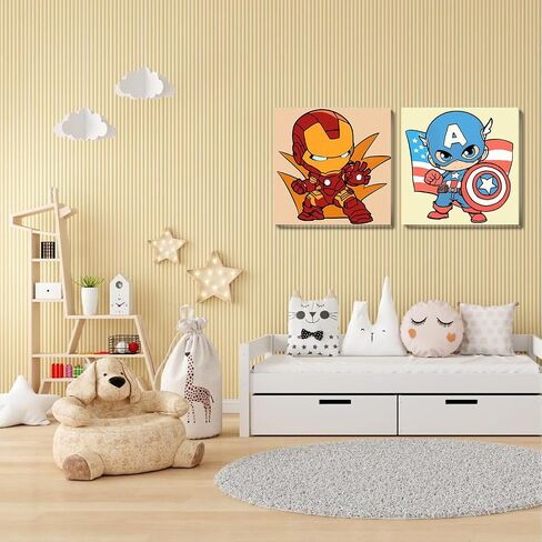 Sretoul 4 Pack Paint by Numbers Kit for Kids with Frame- Cartoon Painting Kits for Kids Ages 4-8, Cartoon Paint by Numbers with Frame 8x8 Inch in Kuwait