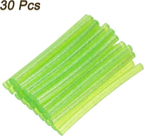 uxcell 30pcs Mini Hot Glue Sticks for Mini Glue Gun, 4-inch x 0.28-inch Glue Gun Sticks for Art DIY Craft, Glitter Clear Green in Kuwait