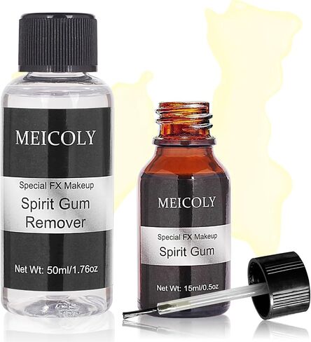 MEICOLY Spirit Gum Adhesive and Remover Combo Kit,Professional Face Spirit Glue, Body Adhesive for Face Body Prosthetics,Body Skin Glue for for Halloween,Stage, Cosplay,Special Effects FX Costume in Kuwait